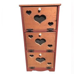 Country Kitchen Large Breadbox with Heart Cutout Vintage Cottage Core